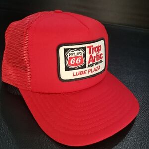 Vintage Deadstock Phillips 66 "LUBE PLAZA" snapback 1980s, Red, Embroidered Hat